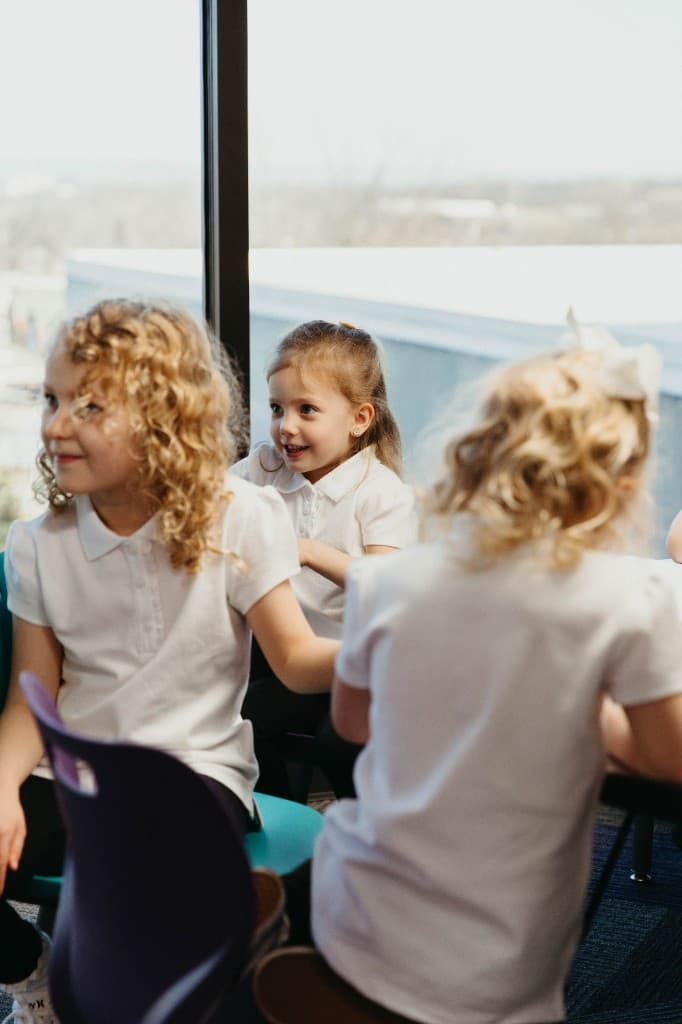 Students learning together at school